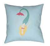 Kids Mermaid Decorative Nursery Blue Outdoor Throw Pillow