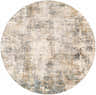 Round Odell Abstract Luxe Fringe Rug in dark blue, light blue, gray, and mustard. Contemporary style. Design-Round-53