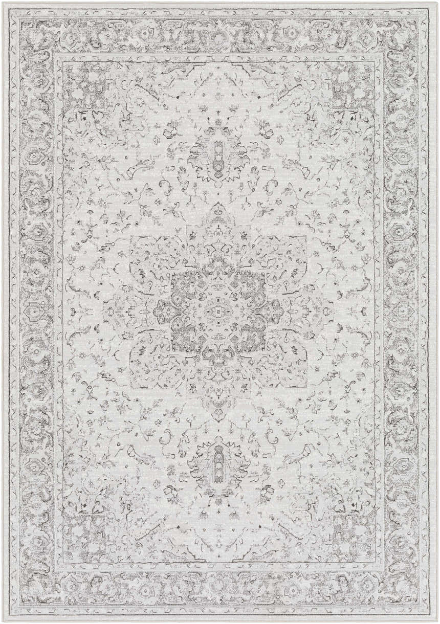 Okehampton Area Rug, charcoal, light gray, and white traditional farmhouse design, machine woven. Design-Rectangle-5376