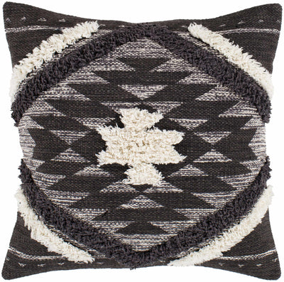 Olancha Black Diamond Textured Cotton Throw Pillow