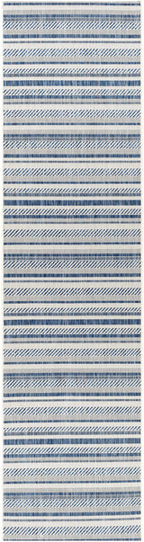 Olin White&Blue Striped Nordic Rug