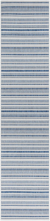 Olin White&Blue Striped Nordic Rug