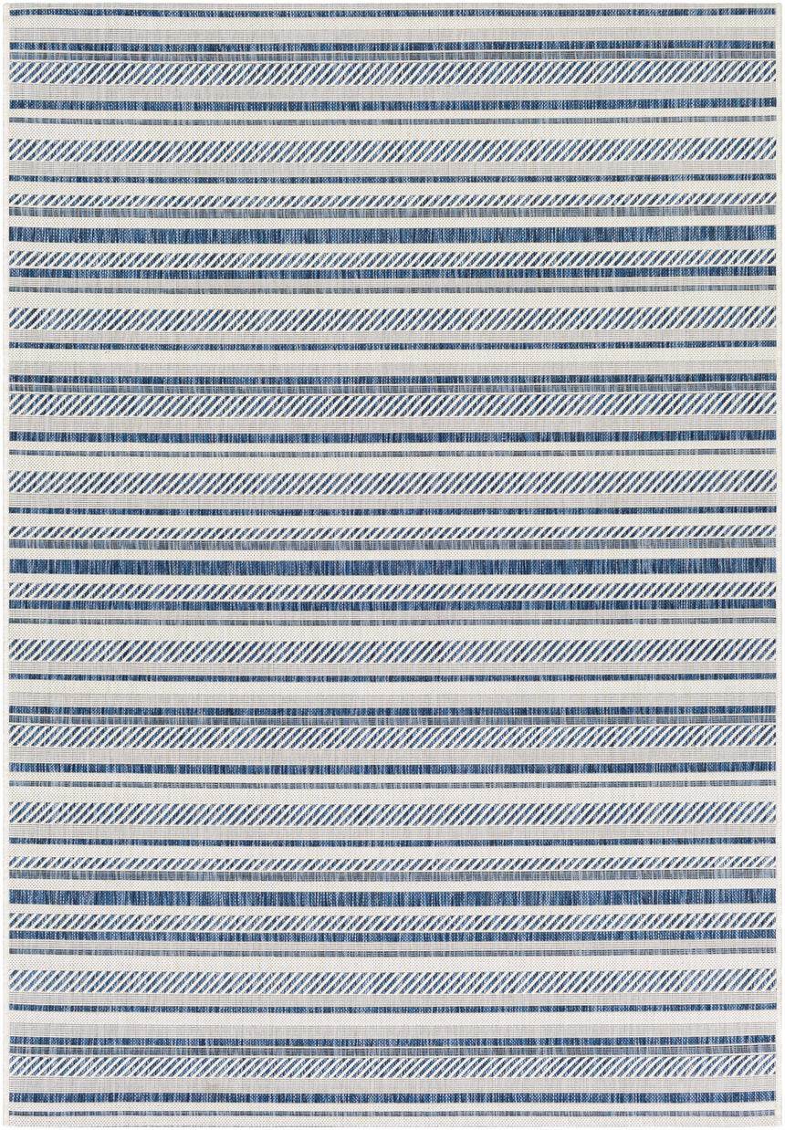 Olin White&Blue Striped Nordic Rug