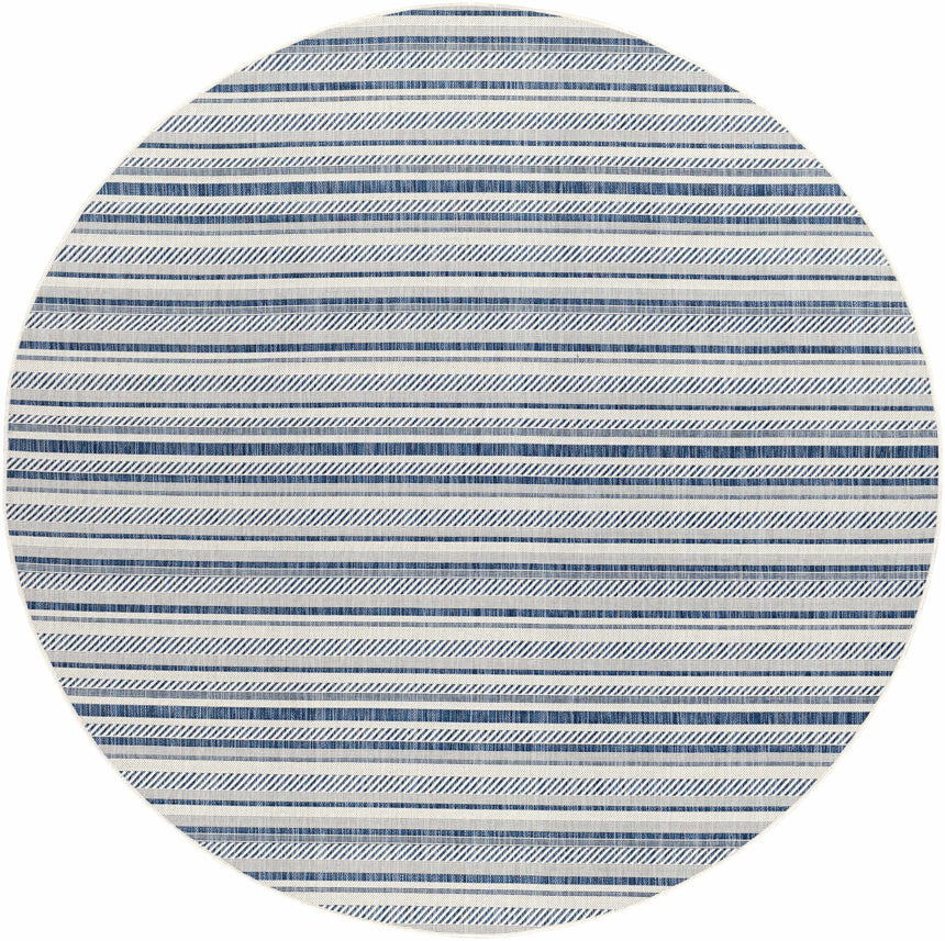 Olin White&Blue Striped Nordic Rug