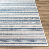 Olin White&Blue Striped Nordic Rug