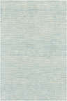 Close-up of the Orcas Hand Tufted Wool-Blend Rug - Ice Blue, showing its striped pattern and soft texture. Design-Rectangle-576