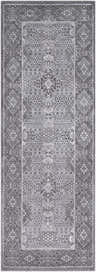 Close-up of the Ordway Area Rug featuring a traditional gray and ivory bohemian pattern. Design-Runner-2776
