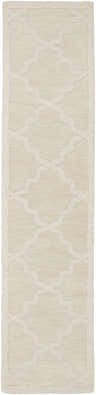 Close-up of the Orick Hand Loomed Wool Area Rug, beige color, with a geometric trellis pattern and textured wool. Design-Runner-38