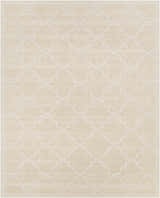 Beige Orick Hand Loomed Wool Area Rug with a subtle quatrefoil pattern and soft, textured weave. Design-Rectangle-810