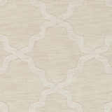 Close-up of the beige Orick Hand Loomed Wool Area Rug featuring a raised quatrefoil pattern. Swatch