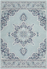 Orla Pale Blue Medallion Area Rug - Clearance