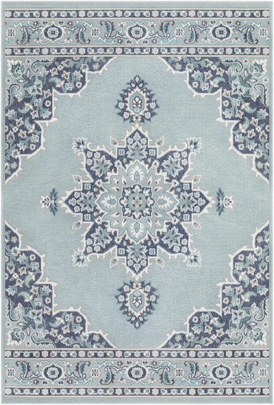 Orla Pale Blue Medallion Area Rug - Clearance