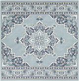 Orla Pale Blue Medallion Area Rug - Clearance