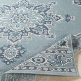 Orla Pale Blue Medallion Area Rug - Clearance