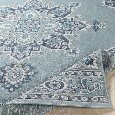 Orla Pale Blue Medallion Area Rug - Clearance