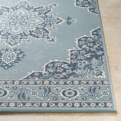 Orla Pale Blue Medallion Area Rug - Clearance