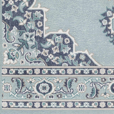 Orla Pale Blue Medallion Area Rug - Clearance