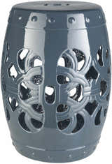 Teal Blue Lattice Ceramic Outdoor Stool