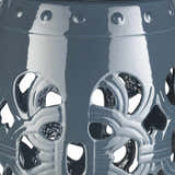 Teal Blue Lattice Ceramic Outdoor Stool