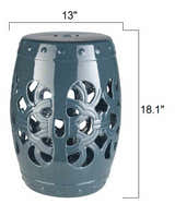 Teal Blue Lattice Ceramic Outdoor Stool
