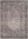 Close-up of the Tan Ormstown Distressed Washable Area Rug, showcasing its oriental pattern and neutral tan, blue, and red tones. Design-Rectangle-46