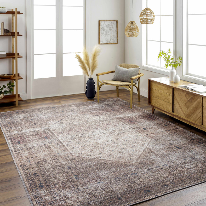 Tan Ormstown Distressed Washable Area Rug - Clearance