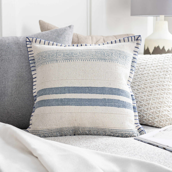 Oscar Blue Striped Throw Pillow