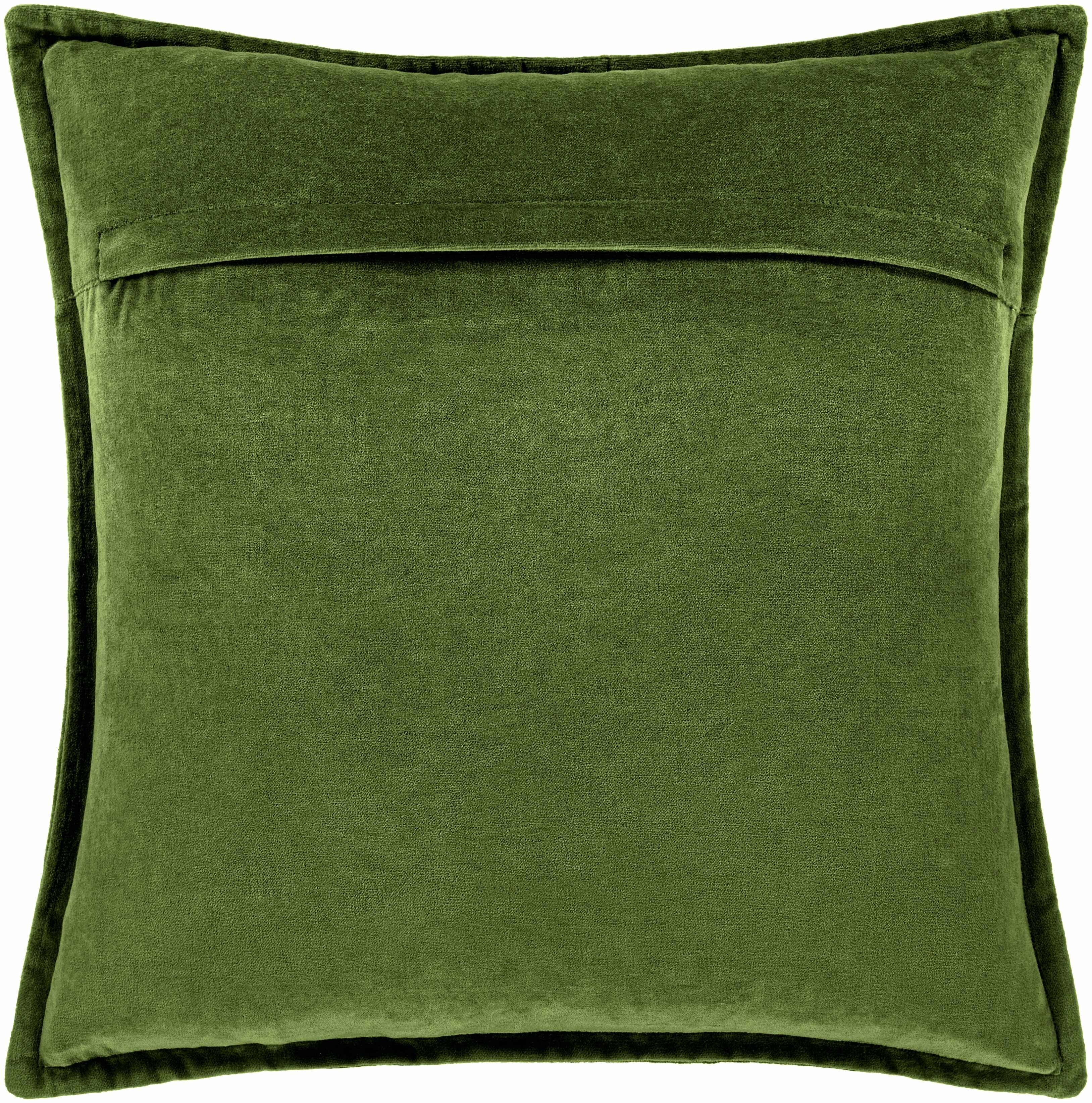 Reverse side of Oshtemo Green Velvet Throw Pillow, focusing on underside structure and material.Contemporary Throw PillowsBacking  