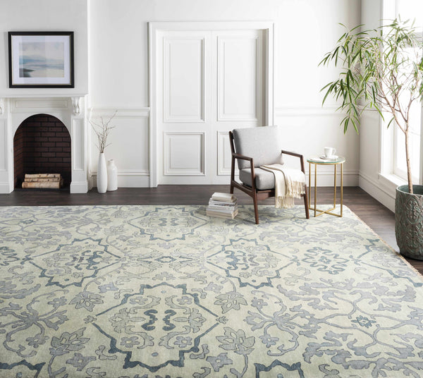 Osteen Blue&Sage Green Premium Wool Rug