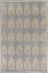 Close-up of the Otho Area Carpet. Hand-knotted 100% wool rug in gray and taupe with a classic teardrop pattern. Design-Rectangle-69
