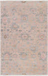 Close-up of the Pittston Area Rug. Viscose rug with beige, dusty coral, pink, and charcoal floral pattern. Farmhouse style. Design-Rectangle-69