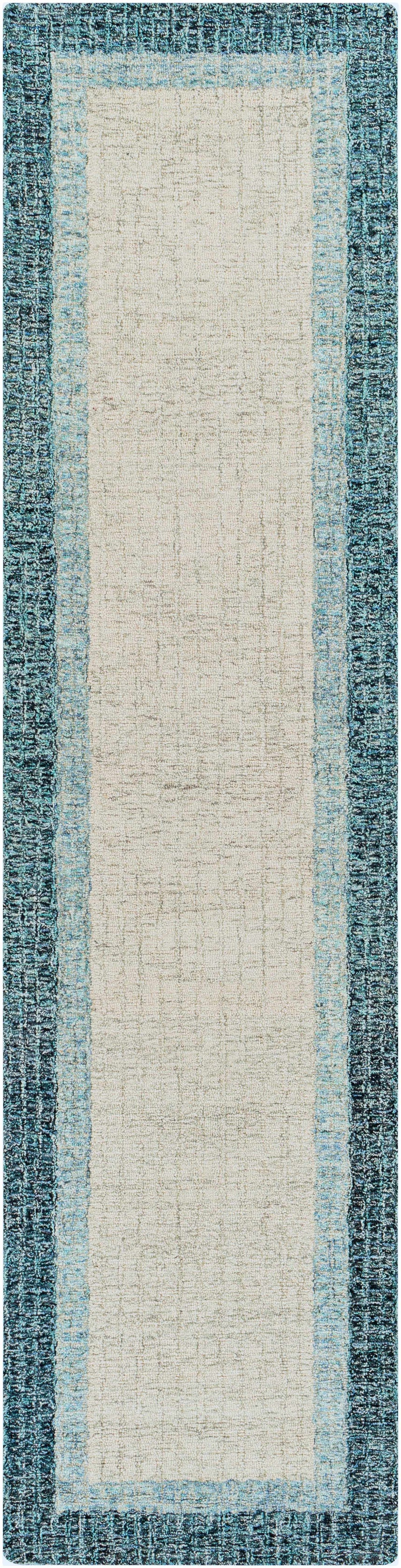 Padada Green Bordered Cream Wool Rug