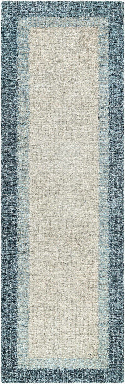 Padada Green Bordered Cream Wool Rug