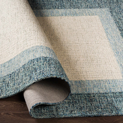 Padada Green Bordered Cream Wool Rug