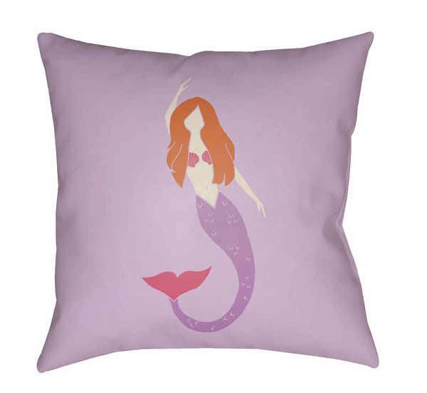 Kids Mermaid Decorative Nursery Pink Outdoor Throw Pillow