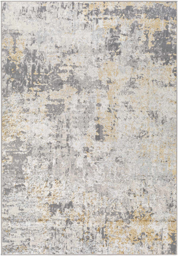 Close-up of the Pagbilao Runner rug. Contemporary design in camel, charcoal, gray, and light gray hues. Abstract pattern. Design-Rectangle-527