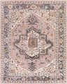 Detailed close-up of the hand-knotted Paiisa Premium Rug. Features brick red, brown, charcoal, and cream colors in an oriental design. Design-Rectangle-810
