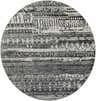 Round Palali Washable Area Rug with a black, gray, and light gray contemporary tribal-inspired pattern. Design-Round-67