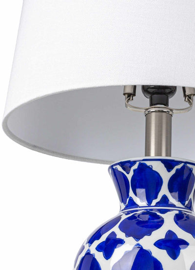 Pangian White & Blue Patterned Ceramic Table Lamp