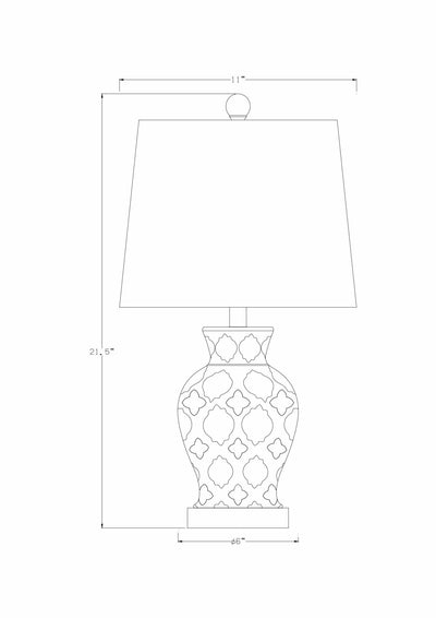 Pangian White & Blue Patterned Ceramic Table Lamp