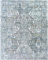 Detailed Parcoal Area Rug close-up. Bohemian style rug in beige, blue, gray, and peach tones. Traditional pattern. Design-Rectangle-71010