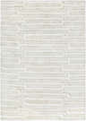 Close-up of the Partlow Area Rug: beige and cream viscose with a contemporary geometric pattern. Design-Rectangle-23