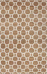 Close-up of the Pattersonvle Area Carpet. Brown jute rug with a white geometric octagon and square pattern. Contemporary style. Design-Rectangle-576
