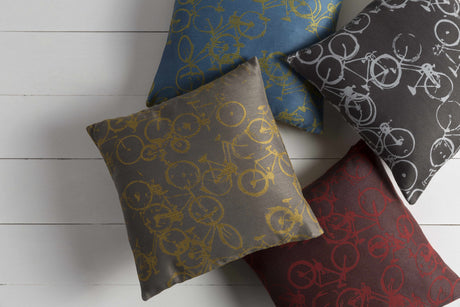 Wilmar Red Bicycle Print Throw Pillow - Clearance