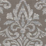 Close-up of the Pearsonville Area Carpet showing a gray background and a light gray floral damask pattern. Swatch