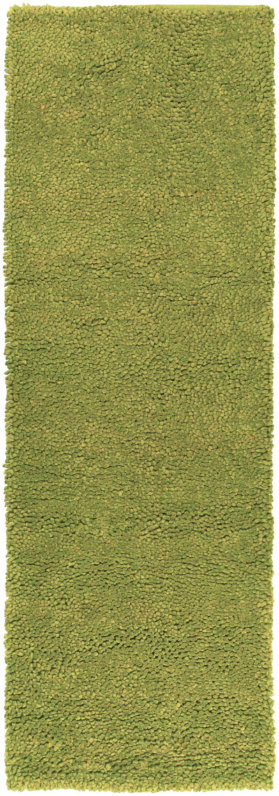 Frederika Solid Olive Green Wool Shag Rug - Clearance