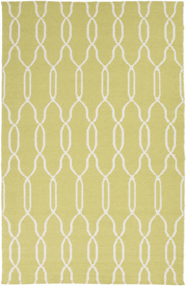 Penasco Area Carpet, cream and green wool rug. Geometric trellis pattern. Hand woven rug. Design-Rectangle-58