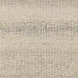 Close-up of the textured Penticton Cream Flat Woven Wool Rug. Features a subtle stripe pattern in cream, beige, and gray tones. Swatch