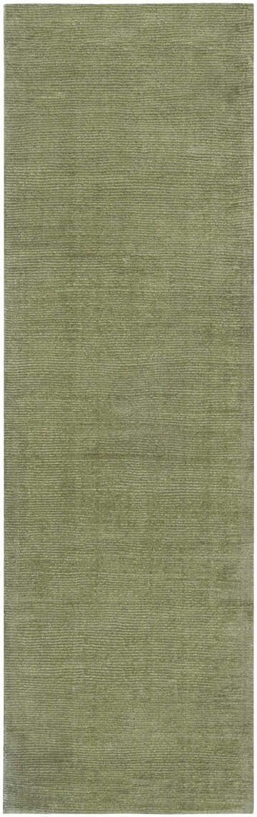Close-up of the hand loomed Brockton Solid Green Area Rug. Sage green wool rug with subtle striped texture. Design-Runner-268