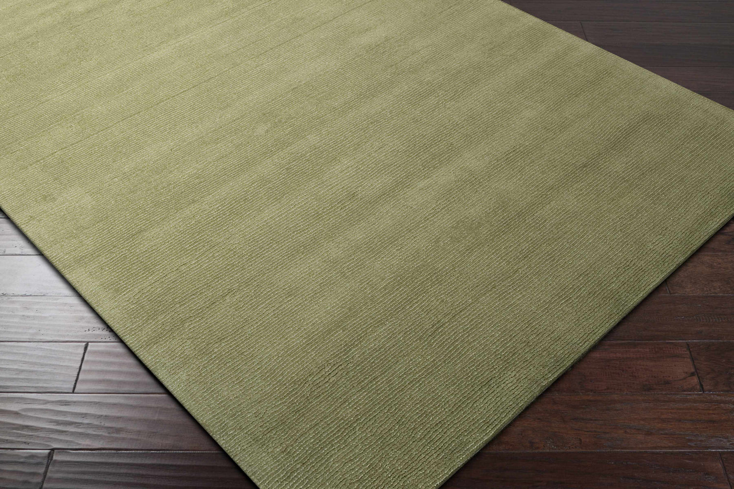 Brockton Solid Green Hand Loomed Wool Area Rug